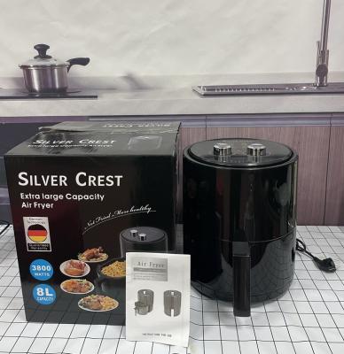 China Hotel 6L 8L 3500W Electric Household Oilless Stainless Steel Circular Nonstick Air Fryer with Digital Control for sale