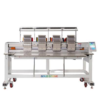 China Garment Shops GOLD STONE Commercial High Speed ​​12 Needles 4 Points Flat Monogram Cap Embroidery Machine for sale