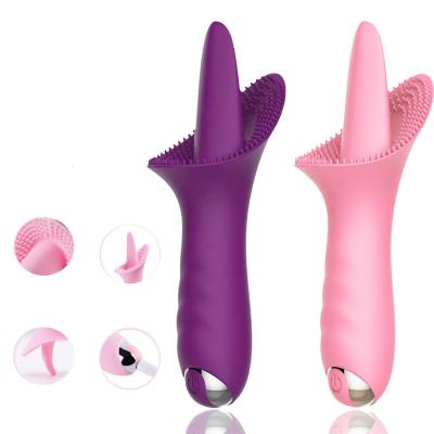 China Cat Licking Tongue Vibrator USB Rechargeable Waterproof 10 Frequencies Licking Tongue Shape Silicone Vibrator Sex Toys For Adult Pleasure for sale