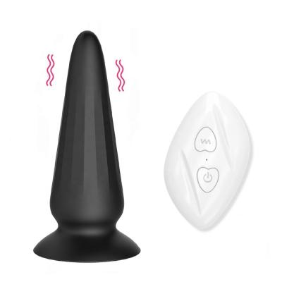 China Analsex-Spielzeug silicone anal toys rechargeable anal vibrator with exterior and suction cup, waterproof 10 vibration modes vibrating butt plug for sale