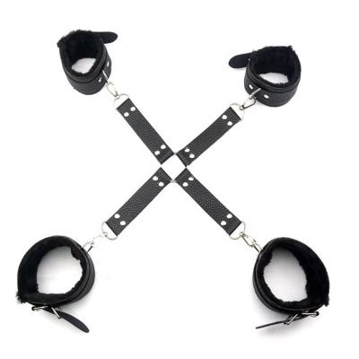 China Couples SM Sex Game Tool Cross Handcuffs Leather Anklecuffs Bondage Restraints, BDSM Sex Bondage Toys Adult Restraints For Women for sale