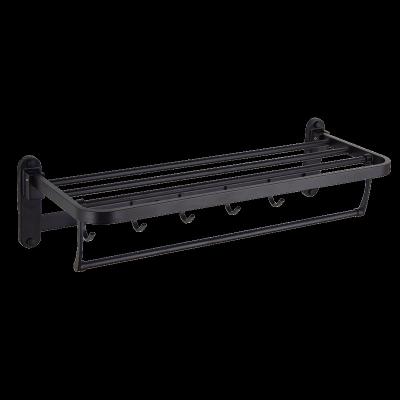 China Wall Mounted Type Black 304 Stainless Steel Bathroom With Towel Rack Chrome Bathroom Shelf for sale