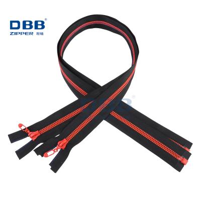 China Factory Wholesale Fashionable Red Resin Zipper Roll Custom Long Chain Custom Plastic Zipper for sale