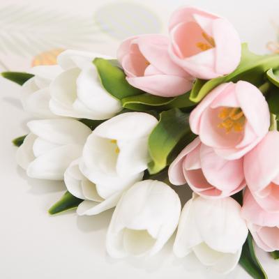 China PU Real Touch Artificial Flower Tulips Paper Flore Decoration for sale