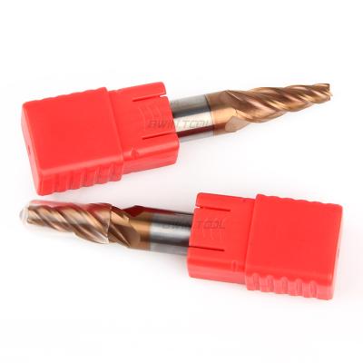 China Solid Carbide BWIN OEM Factory 4 Flutes HRC55 CNC Tungsten Carbide Cutting Combo Countersink Tapered Cutter for sale