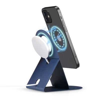 China Rotatable Leather Magnetic Phone Holder for Magsafe Wireless Charger Rotatable 2 in 1 Storage Holder for iphone 13 Pro Max Light Weight for sale