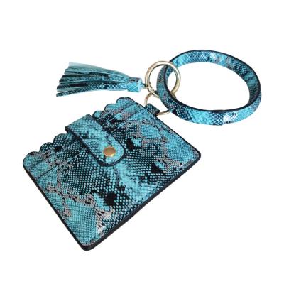 China Waterproof PU Tassel ID Card Holder Wristlet Keychain Wristband Chain Key Chain Leather Wallet with Card Holder for sale