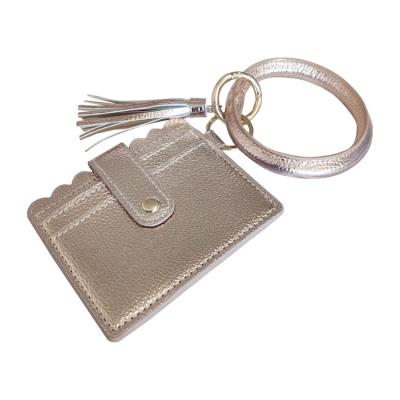 China Waterproof Fringed PU Leather Wallet Key Chain Wristlet Credit Card Wristlet Wristlet with Tassel Around Key Chain for sale