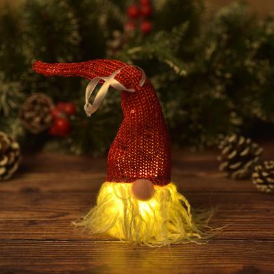 China Fashion Christmas LED Light Hat Gnome Old Man Dolls Striped Christmas Decor for sale