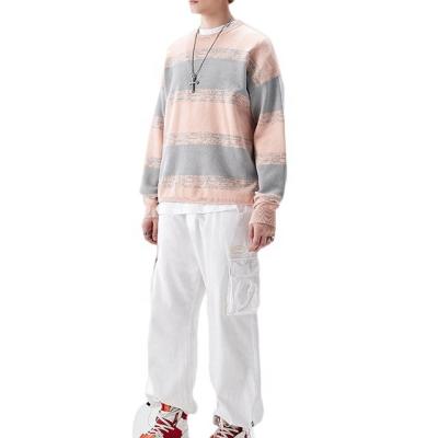 China Anti-wrinkle custom knit Para de chompas hombre stripe contrasting colors knitwear tops loose sweatshirt mens leisure hombre sueter sweaters for sale