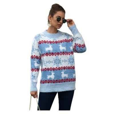 China Anti-Wrinkle Customized 2020 New Winter Warm Mohair Sweaters Women Tops Wholesale Christmas Sweater Knitted Crewneck Ugly Christmas Sweater for sale