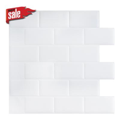 China 3d modern brick mosaic 12x12 inch mosaic subway tile pure white glass backsplash wall tile for kitchen and bathroom for sale