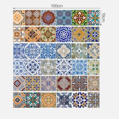 China 3D Wall Sticker Waterproof Vinyl Tile Mexican Style Wallpaper Tiles For Flooring Stickers for sale