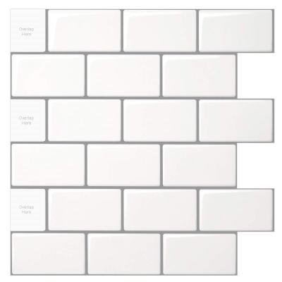 China Modern Peel And Stick 3D Tile Sticker Backsplash Tile Subway Sticker White For Kitchen for sale