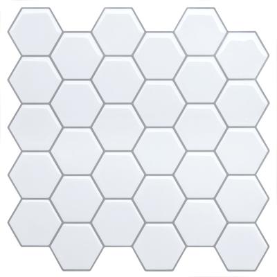 China Waterproof White Peel And Stick Tile Backsplash Hexagon Stick On Decorative Tiles Modern 12