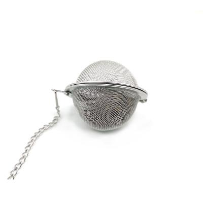 China Sustainable Food-grade 304 Stainless Steel Mesh ball shape Tea Infuser Tea Strainer with chain for sale