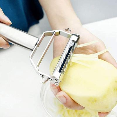 China Sustainable Multifunction Manual kitchen Gadget  Sharp Stainless Steel Potato Vegetable Peeler 2 In 1 for sale