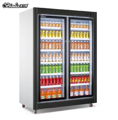 China Upright Single-temperature 2 Door Supermarket Beer Milk Yogurt Display Cooler Drinking Equipment Store Commercial Fridge en venta