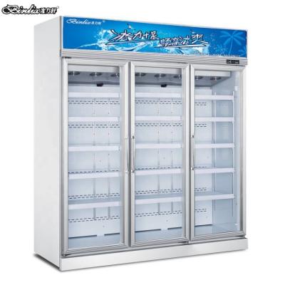 China Single-Temperature Supermarket Gather Beef Ice Cream Display 3 Glass Door Upright Freezer -18 Degrees Centigrade for sale