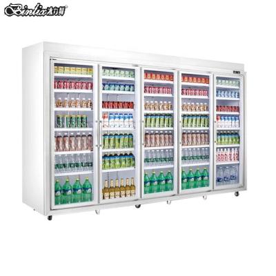 China Upright Commercial Refrigerator Single-temperature Fruit Display Equipment Supermarket Glass Drinking Glass Cooling for sale