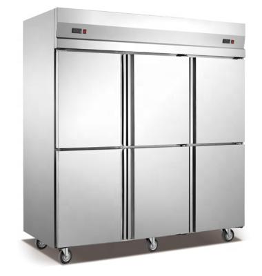 China Single-temperature hotel kitchen refrigerator, 6 door refrigerator and freezer, stainless steel equipment for sale