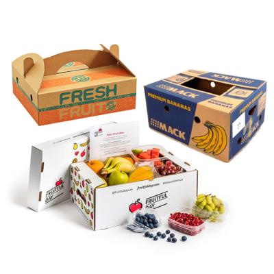 China Recyclable custom design eco cardboard transport packaging boxes for sale export fresh peach cherry banana fruit gift box for shipping for sale