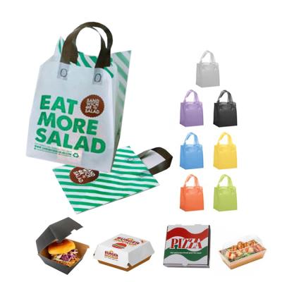 China Custom printed design BIODEGRADABLE recycled biodegradable compostable loop handle food treat packaging plastic bags with own logo for sale