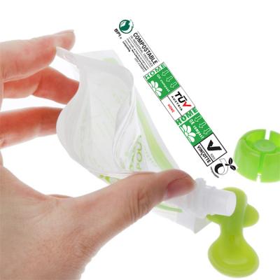 China Disposable Eco Friendly Compostable Biodegradable Reusable Organic Pla Bpa Epi Pbat Baby Squeeze Food Packaging Spout Pouch With Spout for sale