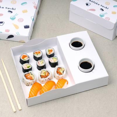 China Disposable Cheap Disposable Sushi Custom Packaging Logo Restaurant Take Out Kraft Paper Take Out Food Sushi Boxes for sale