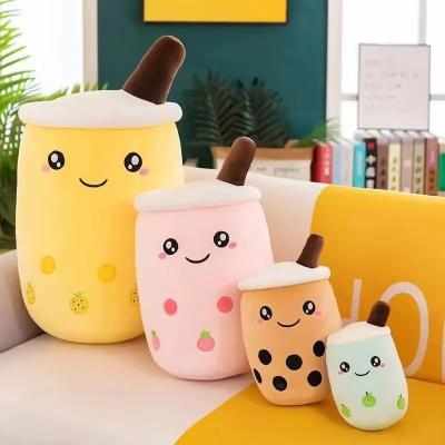 China Hot Sale Fruit Drinks Soft Toy Bubble Tea Plushie Pillow Stuffed Plush Soft Toy Bubble Tea Cup Cushion Kids Gift for sale