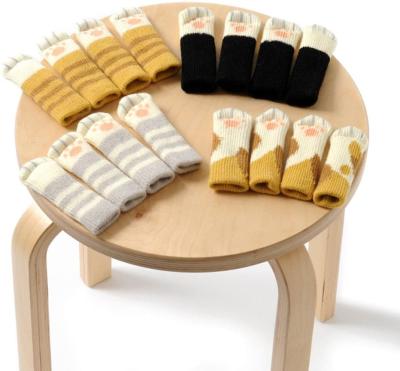 China Cat Chair Socks Cat Paw Simple Chair Knocks Chair Leg Covers Cute Cat Foot Shaped Knitted Furniture Feet Socks for sale