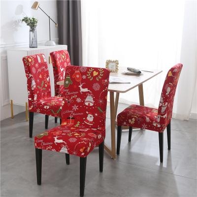 China Printed Family Hotel Dining Spandex Elastic Chair Cover Protective Case Dustproof Soft Comfortable Christmas Covers Chair for sale