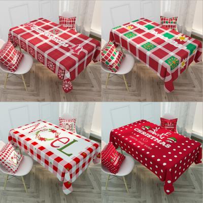 China Colorful Custom Export Party Christmas Waterproof Rectangle Waterproof Decoration Polyester Table Cloth for sale