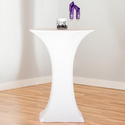 China Spandex High Bar Cocktail Table Cover Stretch Disposable White Wedding Tablecloth for sale