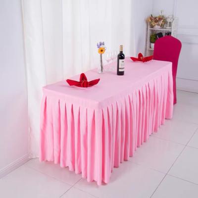 China Simple Fancy Table Skirt Pink Tablecloth Edging To Wedding Christmas Table Decoration Ruffled Skirt Table Cloth for sale