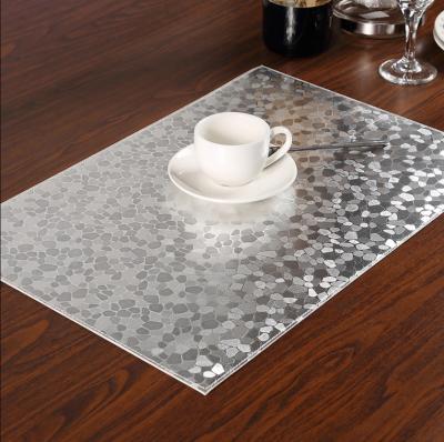 China Waterproof Silver Cube Thickened European Style PVC Heat Insulation Place Mat for sale