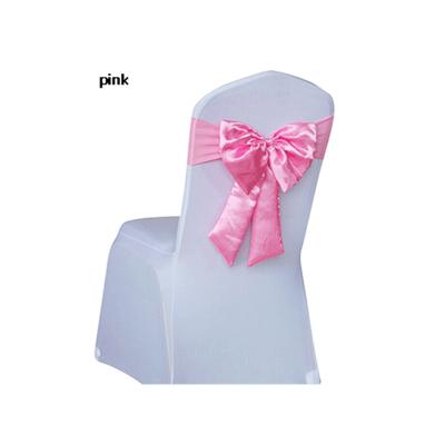 China Hotel Celebration Chair Back Cover Decoration Chair Sashes Disposable Pink Wedding Satin Ribbon for sale