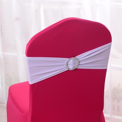 China Disposable Round Diamond Buckle Bow White Chair Sashes Ornament Wedding Decoration Banqute Business for sale