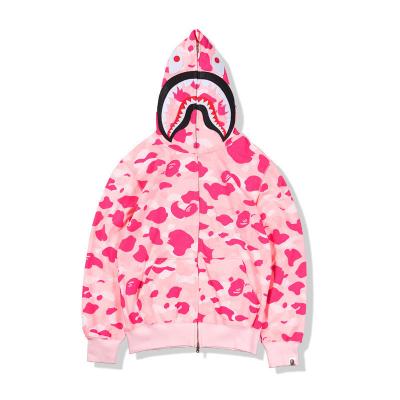 China Autumn Wholesale Unisex Bape Jacket Streetwear Camouflage Shark Monkey Anti-wrinkle Hoodies High Quality Casual Zipper Full Body Sweatshirt for sale