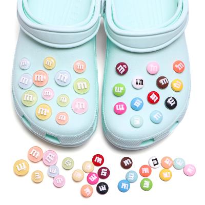 China Wholesale M Letter Colored Bean Resin Decorations Charms Clog Accessories Shoe Charm Clog Factory for sale