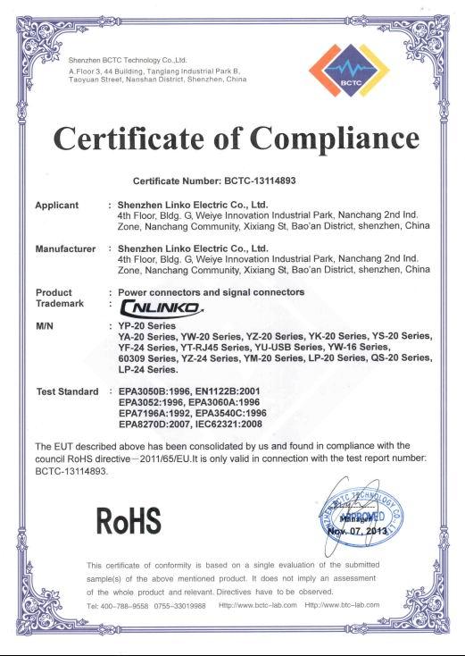 RoHS - Shenzhen Linko Electric Co., Ltd.