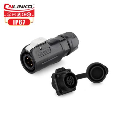 China CNLINKO M12 power connector plug and socket male and female circular PBT shell panel mount ip67 waterproof 3 pin connector for sale