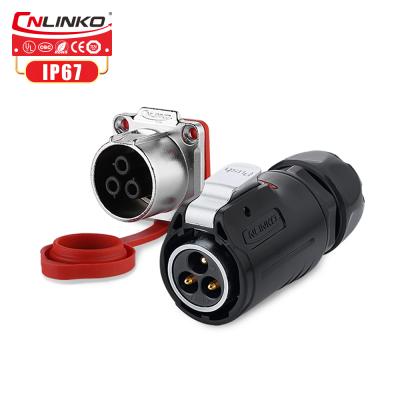 China CNLINKO M24 Power Male Female Panel Mount IP67 Waterproof Power Wire 25a 3 Pin Connector for sale