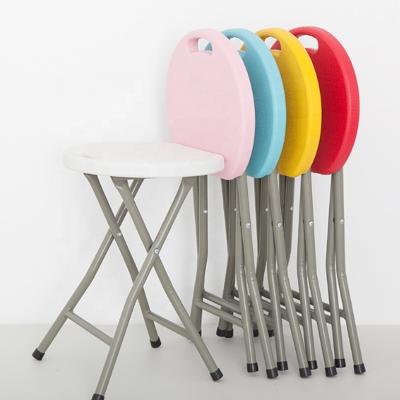 China Strong Stable Lightweight Portable Plastic Round Small Sitting Folding Stool for sale