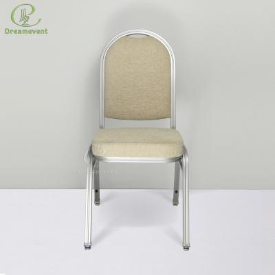 China Modern Wholesale Stackable Aluminum Fabric Upholstered Hotel Party Padded Banquet Chair For Banquet Hall Wedding Events for sale