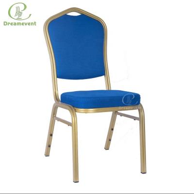 China Foshan Modern Furniture Wholesale Price Stackable Hotel Wedding Gold Banquet Chair for sale