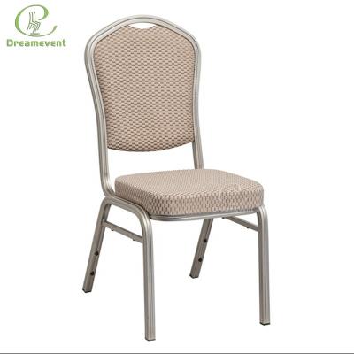 China Wholesale Modern Cheap Stackable Aluminum Fabric Upholstered Hotel Party Padded Throne Banquet Chair For Banquet Hall Wedding Events for sale