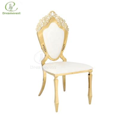 China Wholesale Removable Cover Modern Comfortable Wedding Golden Carved Restaurant Dining Chair Stainless Steel Banquet Chair for sale