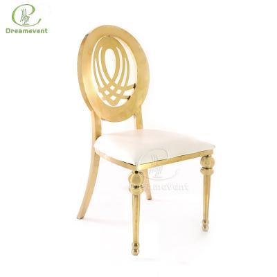 China Luxury Comfortable Leather Round Back Stainless Steel Restaurant Chair For Weddings for sale