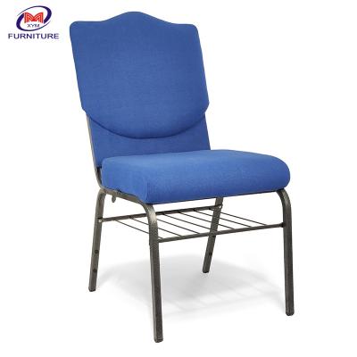 China Wholesale Modern Upholstered Padded High Quality Sponge Church Room New Metal Blue Stackable Pastor Auditorium Church Chair for sale